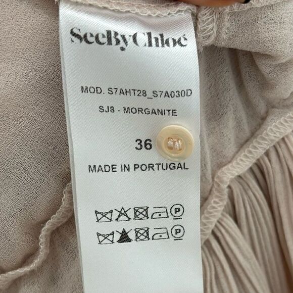 SEE BY CHLOÉ Tie-neck Peplum Blouse In Morganite - Picture 6 of 8